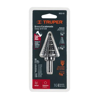 BROCA ESCALONADA OXIDO NEGRO 10 ESC 1/4 A 1-3/8 TRUPER (12126)
