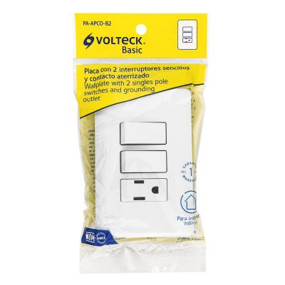 PLACA ARMADA CON CONTACTO Y 2 INT SENCILLOS VOLTECK (25081)