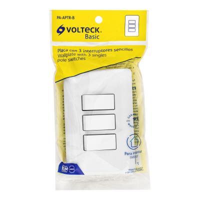 PLACA ARMADA CON 3 INTERRUPTORES SENCILLOS VOLTECK (25083)