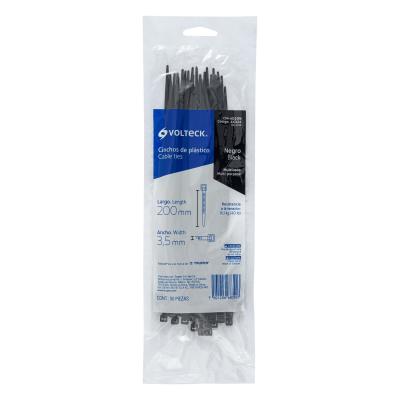 CINCHO DE PLASTICO 20CM 50PZAS NEGRO VOLTECK (44324)