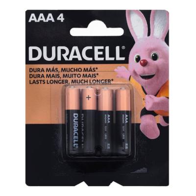 PAQUETE DE 4 PIEZAS PILA ALCALINA AAA DURACELL (MN2400P)