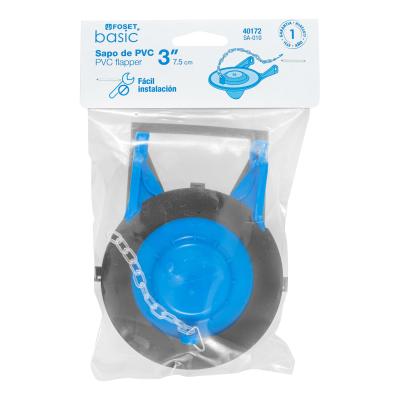SAPO DE 3 DE PVC PARA WC AZUL CON CADENA DE ACERO INOX FOSET (40172)