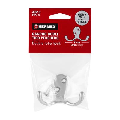 GANCHO DOBLE TIPO PERCHERO CROMADO HERMEX (43913)