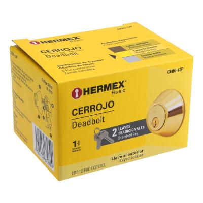 CERROJO DE LATON BRILLANTE LLAVE HERMEX  (23610)