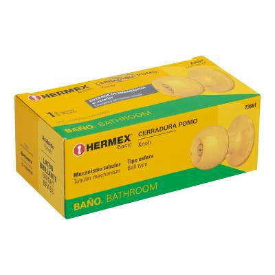 CERRADURA POMO LATÓN BRILLANTE HERMEX (23661)