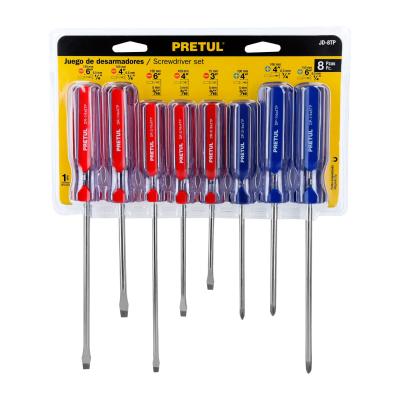 JUEGO DE DESARMADORES 8 PIEZAS MANGO PVC PRETUL (20213)