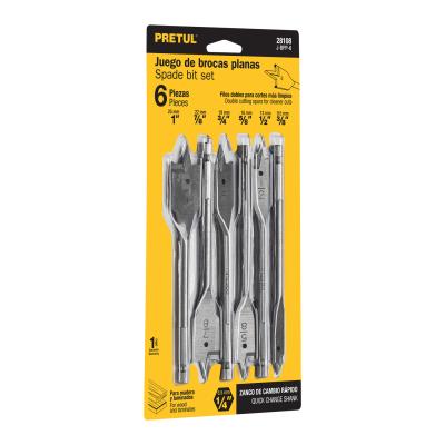 JUEGO DE BROCAS DE PLANAS 6 PIEZAS PRETUL (28108)