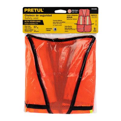 CHALECO DE SEGURIDAD CON CINTAS REFLEJANTE NARANJA PRETUL (21025)